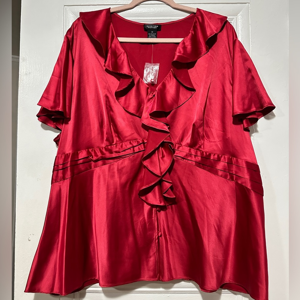 SPENSE Red satin blouse size 3X ♥️ so beautiful NWT